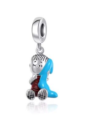 Sterling Silver Linus Charm Pendant with Blue Blanket - from the Charlie Brown